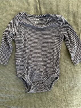 KIABI Navy & White Stripe Long-Sleeve Baby Bodysuit